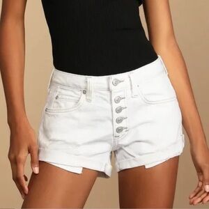 NEW Free People We The Free Romeo White Denim Cuffed Mini Shorts Size 30